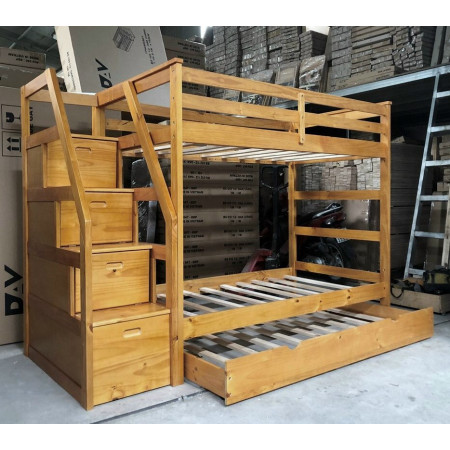 165 Oak : Giường 3 Tầng Cầu Thang Liên Hợp - 1m